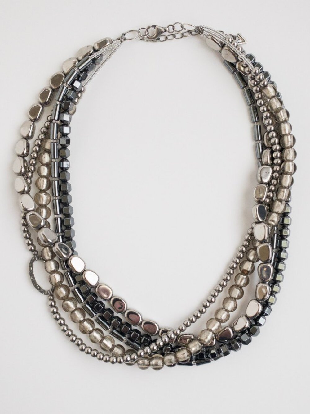 Silpada Sterling Silver Hematite Foiled Glass Hailstone Necklace N1936 925